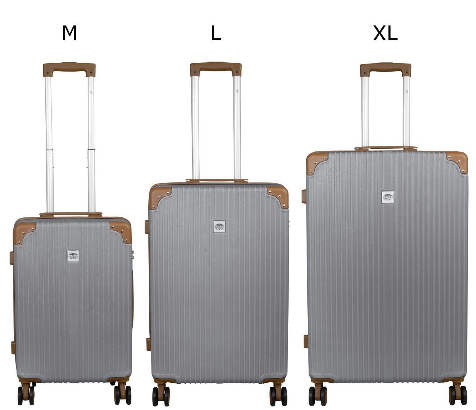 Warenhandel König Trolleyset Bardabos, 4 Rollen, (Gr. M, L und XL, 3 tlg., Hartschalen Trolley Set), Hartschale, braune Eckenschützer, aufrecht rollbar