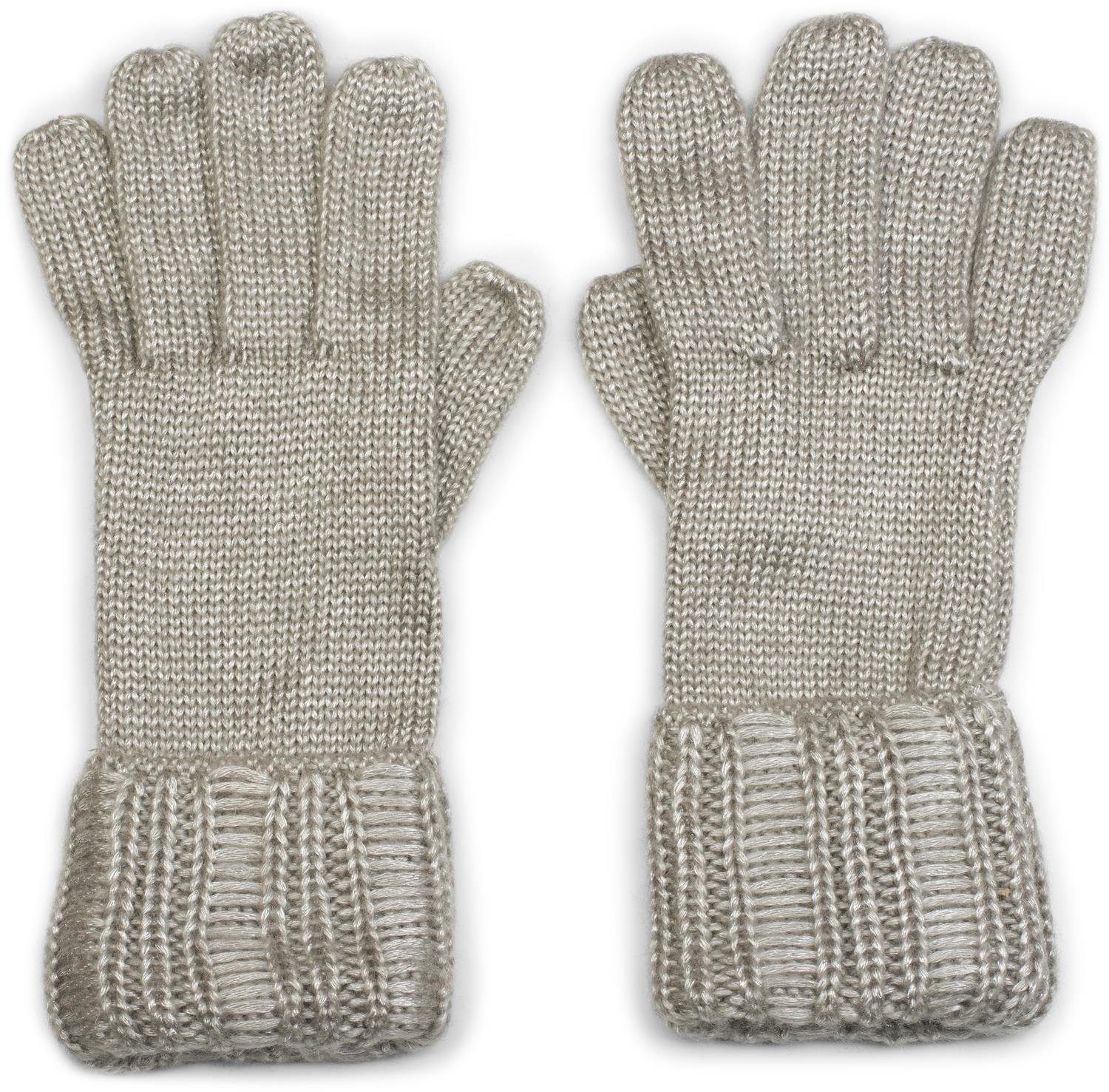 meliert Strickhandschuhe Strick Hellgrau styleBREAKER Glänzende Handschuhe