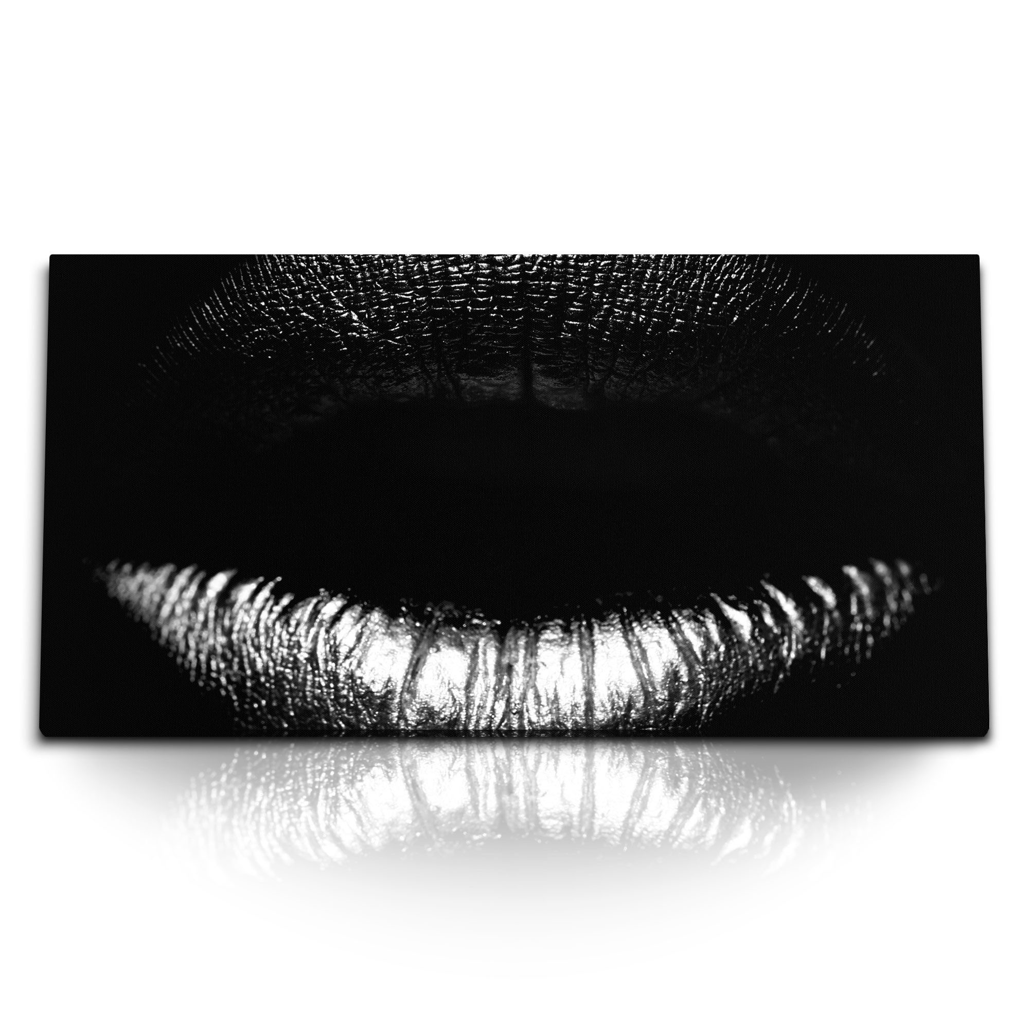 Leinwandbild Kunstdruck Bilder 120x60cm Volle Frauenlippen Lippen Schwarz Dunkel Se