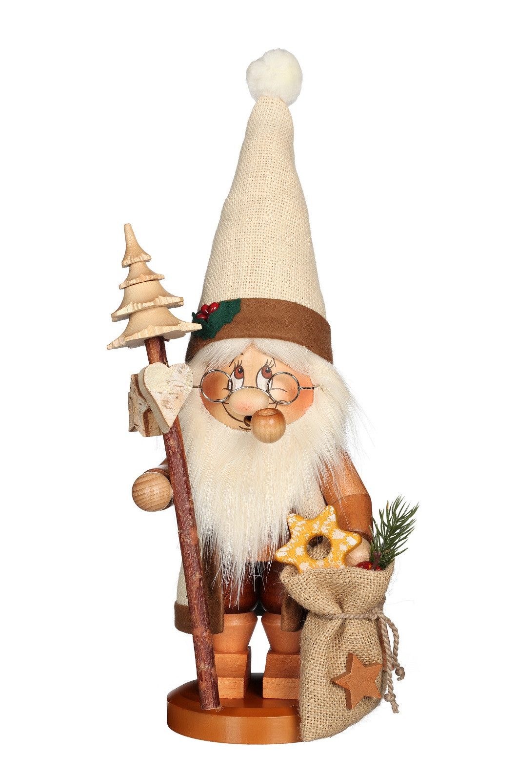 Christian Ulbricht Räuchermännchen Christian Ulbricht Räuchermann Wichtel Weihnachtsmann mit Stab, (1 St), Handarbeit aus dem Erzgebirge