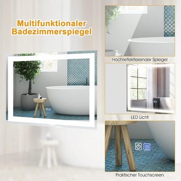 KOMFOTTEU Badspiegel Badezimmerspiegel, mit LED-Beleuchtung