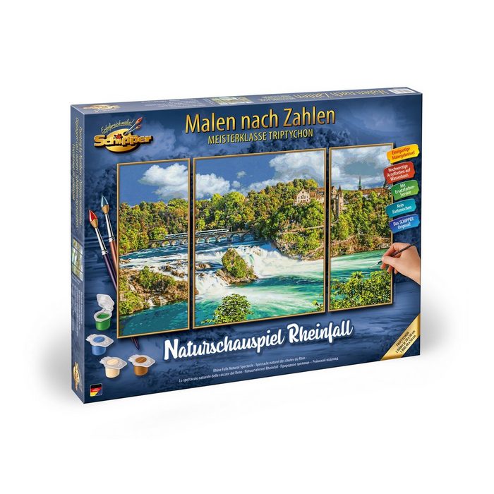 Schipper Malen nach Zahlen MNZ Triptychon Naturschauspiel Rheinfall (Set) Made in Germany