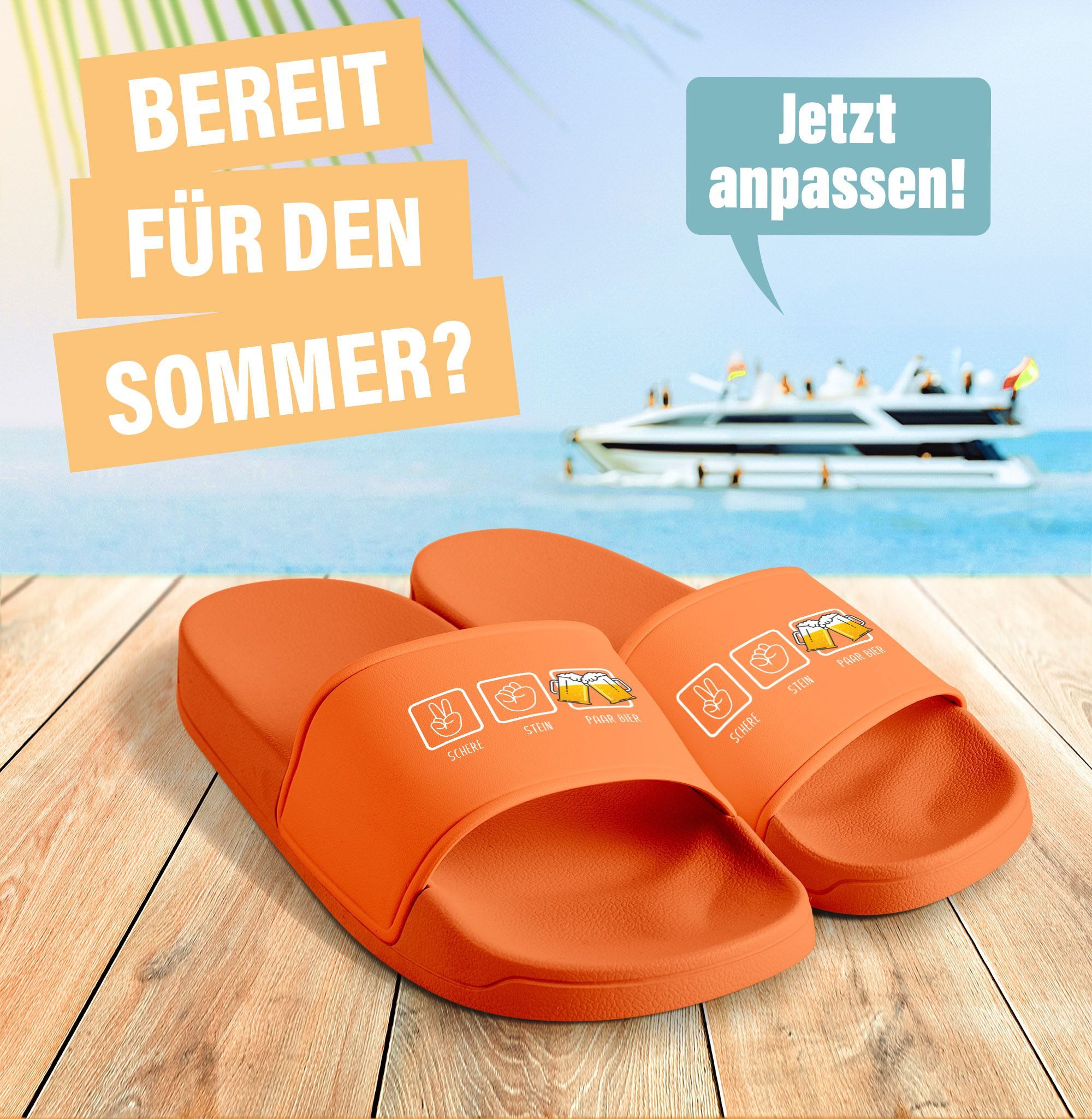 MoonWorks Badelatschen Herren mit Spruch Bier, Lustige Urlaubsschuhe für Badesandale