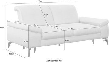 sit&more 2,5-Sitzer Cabana, Breite 211 cm, mit oder ohne Sitztiefen-, und Kopfteilfunktion