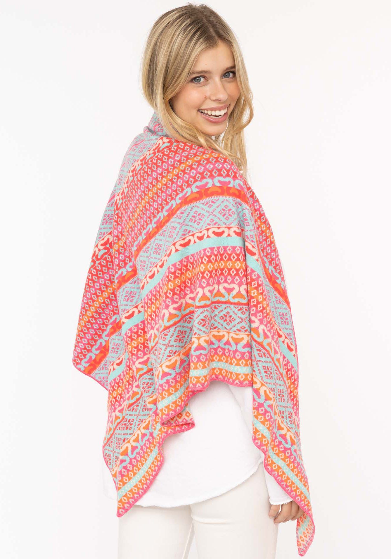 Zwillingsherz Dreieckstuch "Maralda", farbenfrohes Muster, wärmend, Strick günstig online kaufen