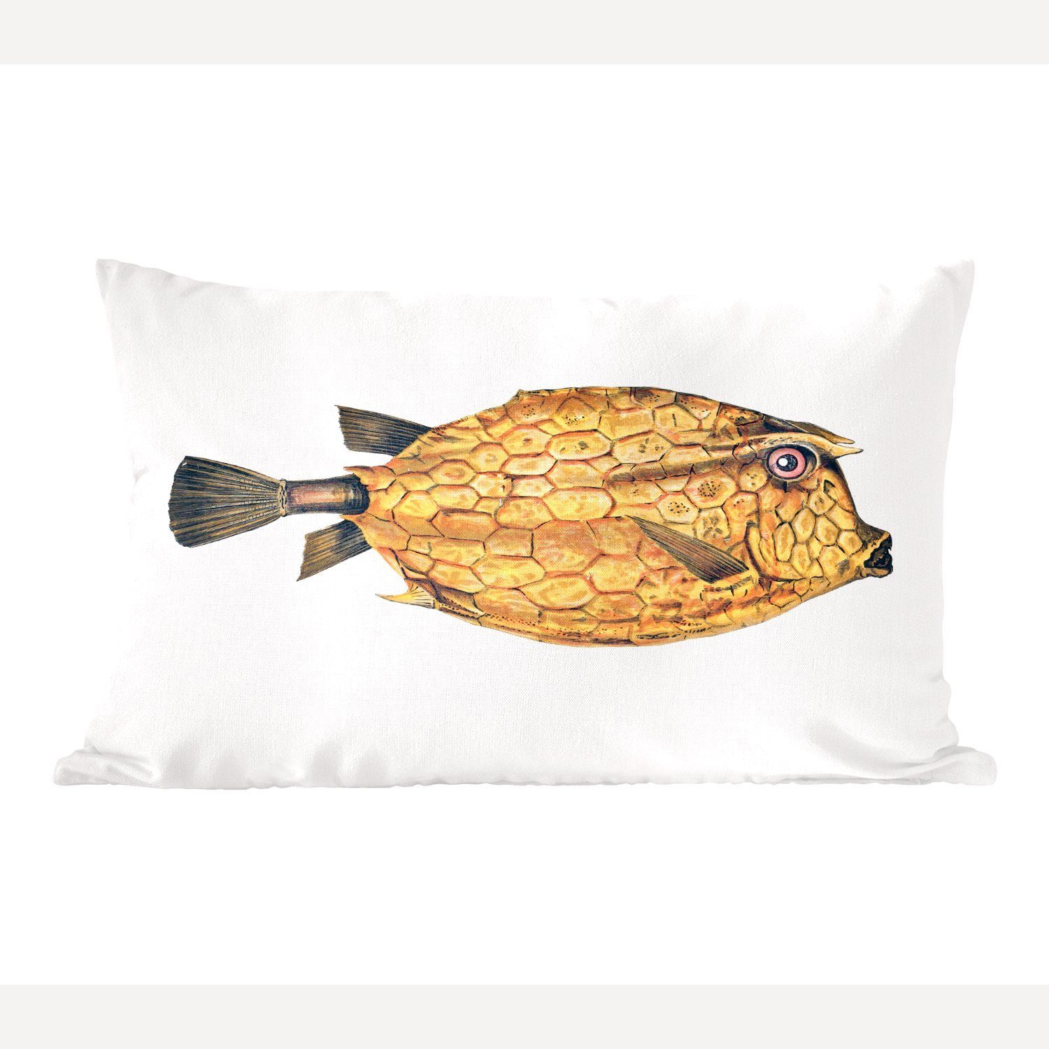 MuchoWow Dekokissen Fisch - Realismus - Gold, Wohzimmer Dekoration, Zierkissen, Dekokissen mit Füllung, Schlafzimmer