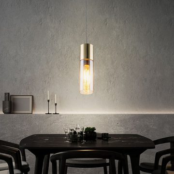 etc-shop Pendelleuchte, Leuchtmittel nicht inklusive, 2er Set Hänge Design Decken Lampe Wohn Ess Zimmer Glas Pendel Leuchte