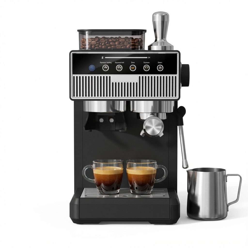 SWGOTA Espressomaschine Siebträgermaschine mit Mahlwerk und manueller Dampfdüse für Espresso, Kaffeemaschine Edelstahl mit 20 Mahlgrade,20 Bar,Schnelles Aufheizen