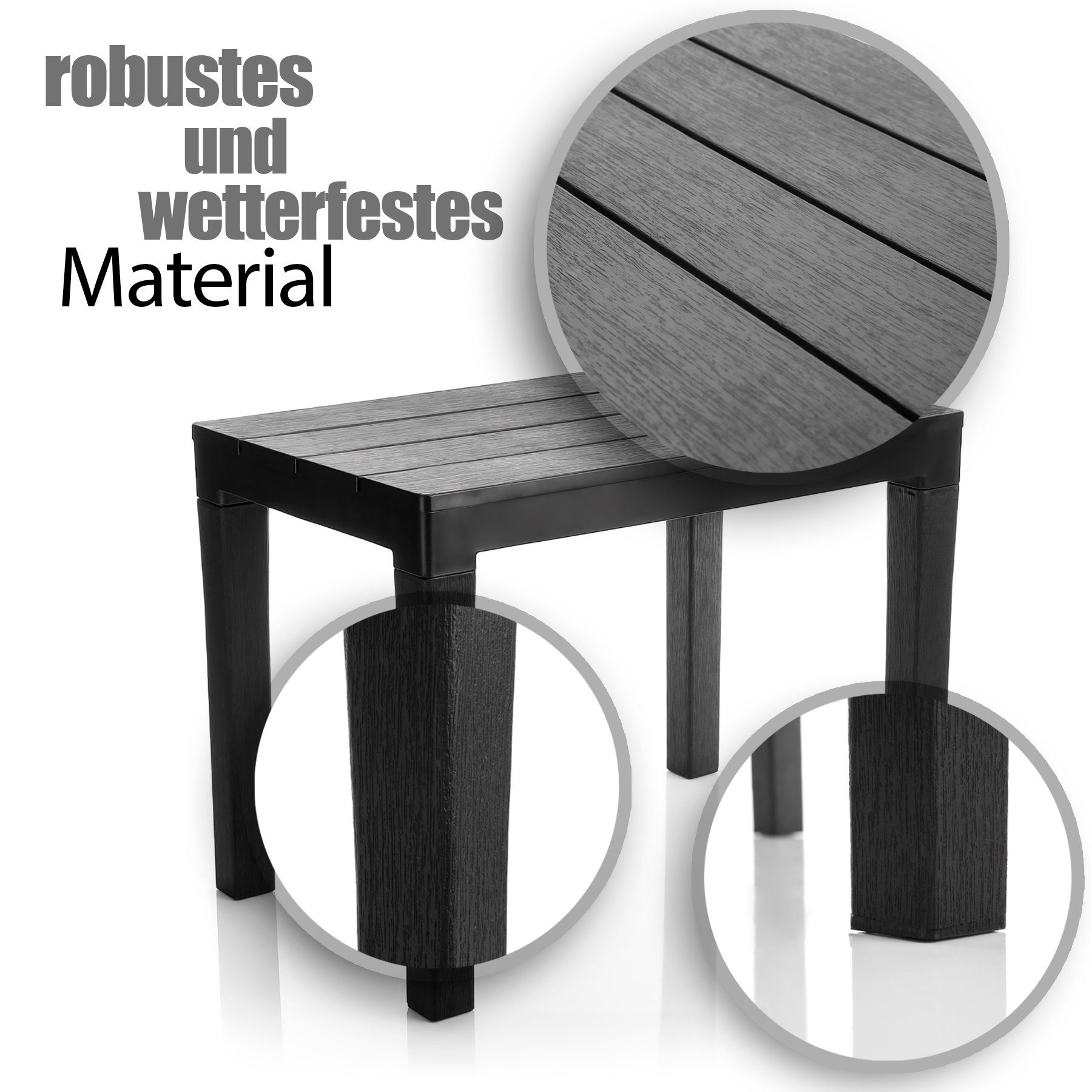 BigDean Gartentisch Garten Beistelltisch in Schwarz wetterfester Campingtisch (Packung, 5-St., Beistelltisch), Kompatk, Praktisch, Wetterfest, Robust – Bild 4 von 5