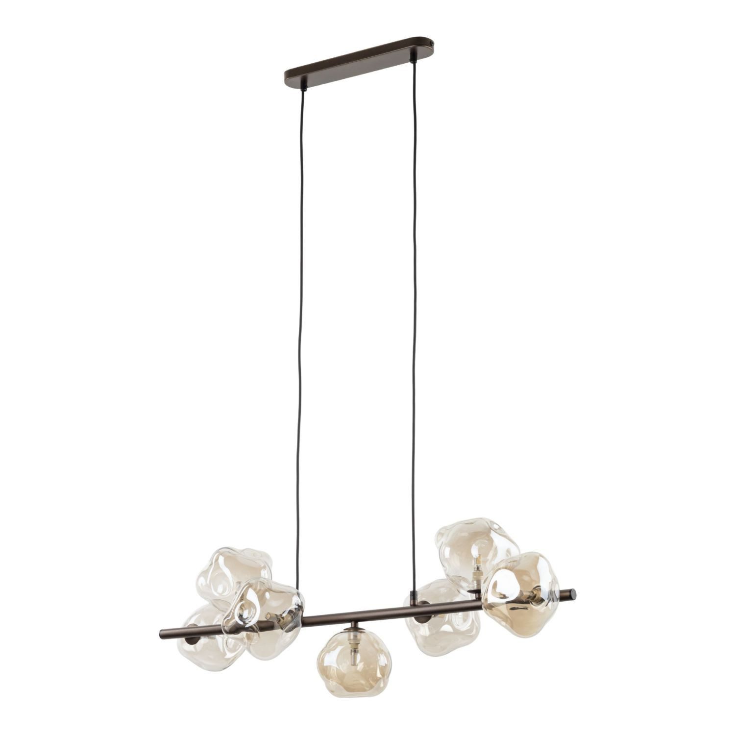 Licht-Erlebnisse Pendelleuchte UMERA, ohne Leuchtmittel, Rauchglas Metall G9 H: max. 156 cm Braun Cognac länglich Modern