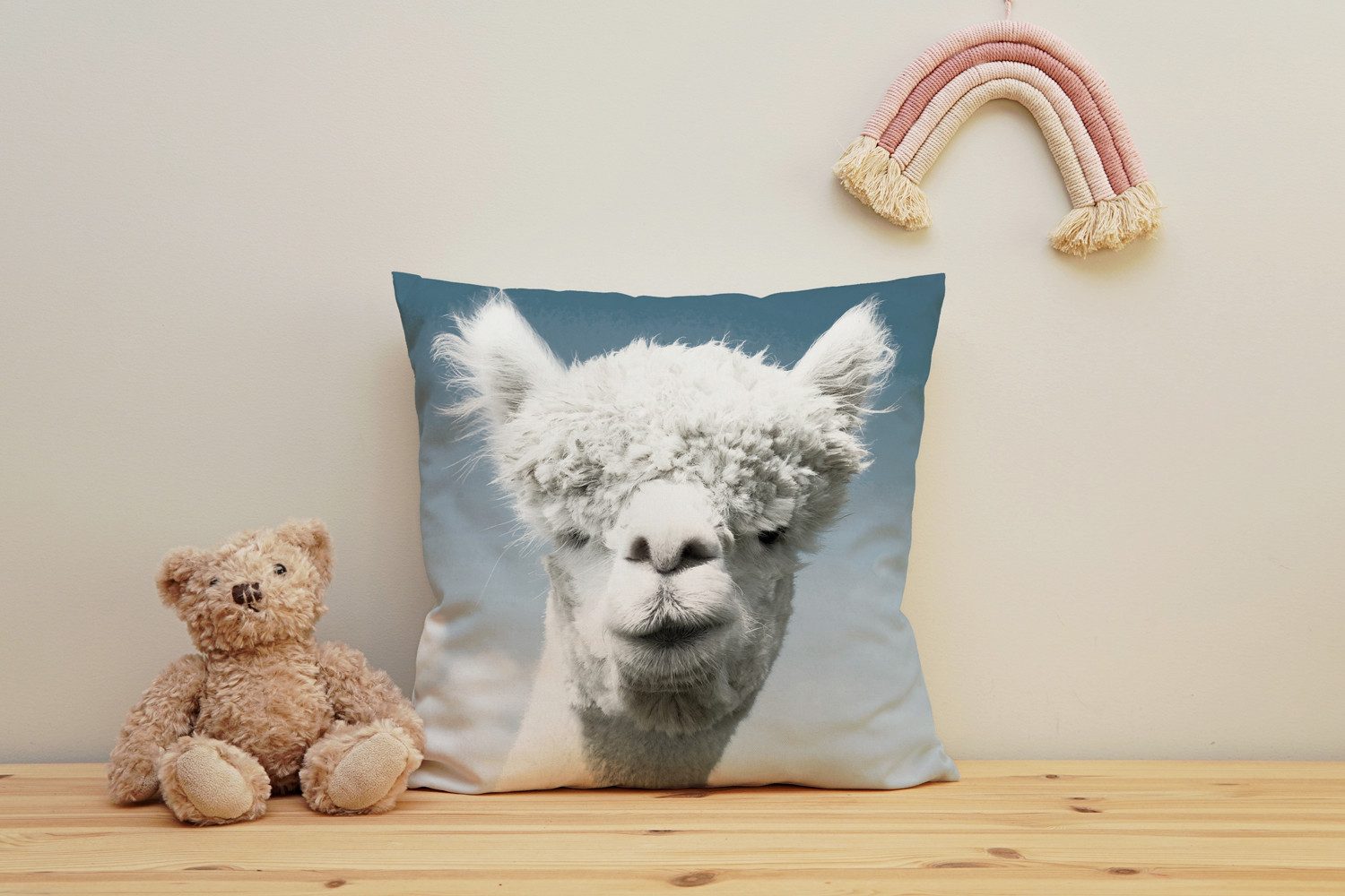 queence Dekokissen Alpaka, Kissenhülle mit HD Premium Druck, geruchsneutral, 40x40cm