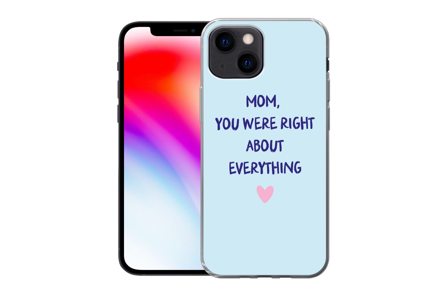 MuchoWow Handyhülle für Apple iPhone 13 mini Mutter - Zitat - Blau, Smartphone-Bumper, Print, Handy Schutzhülle Dünn