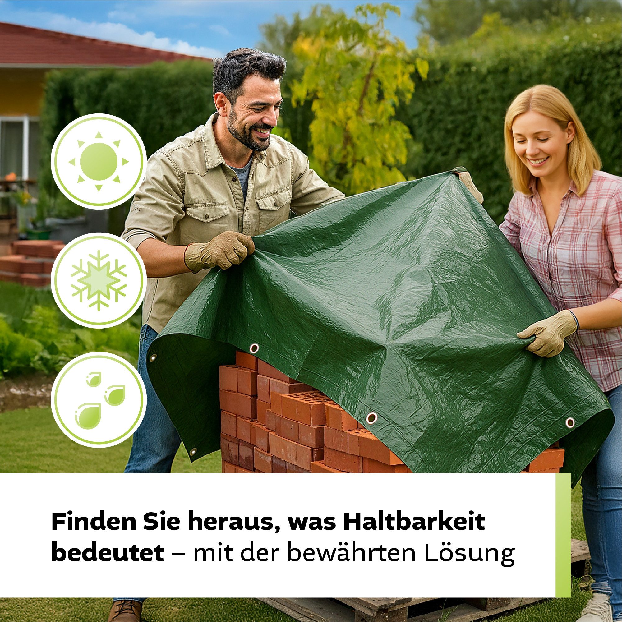 GF Schutzplane Abdeckplane Professional Line 180g/m² Gewebeplane verschiedene Farben (1-St), 1,5m x 2m Größen, Gartenplane reißfest & wasserdicht, Plane UV Schutz