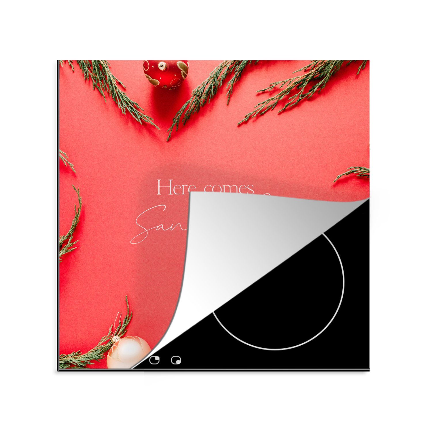 Zitat, Weihnachten - 78x78 Vinyl, Ceranfeldabdeckung, tlg), Herdblende-/Abdeckplatte für MuchoWow cm, Rot (1 Arbeitsplatte - küche