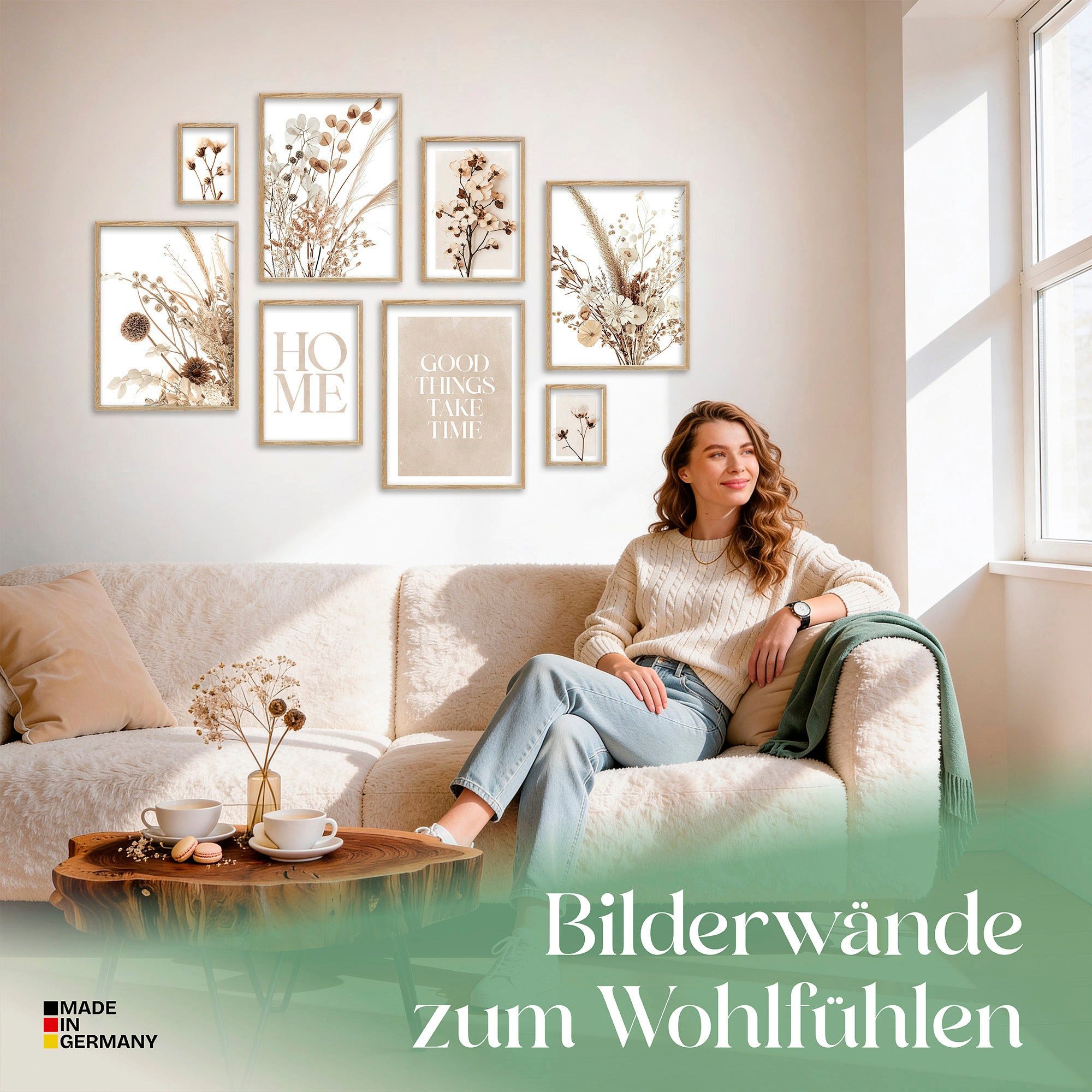 ARTFAVES Bilder-Collage Poster Set Beige Dried Flowers I mehrteilige Bilderwand I Wandbilder T, (Wandbilder modern, 8 St) – Bild 3 von 5