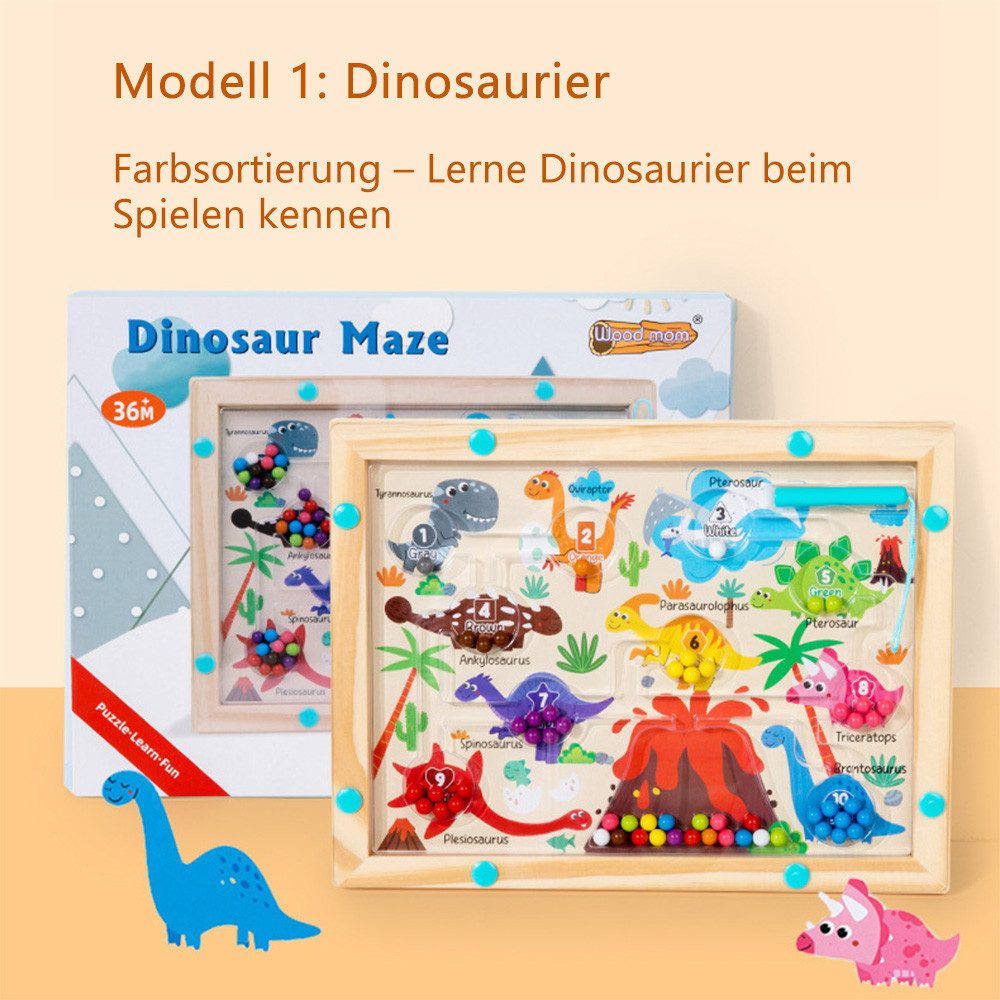 Jumpeak Lernspielzeug Montessori,Spielzeug ab 3 Jahre,Kinderspielzeug,Lernspielzeug,holzern, Dinosaurier Spielzeug, Cars Spielzeug, Spielzeug, Magnetkugel, 2 Stile