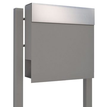 Bravios Briefkasten Standbriefkasten Manhattan Grau Metallic mit Edel