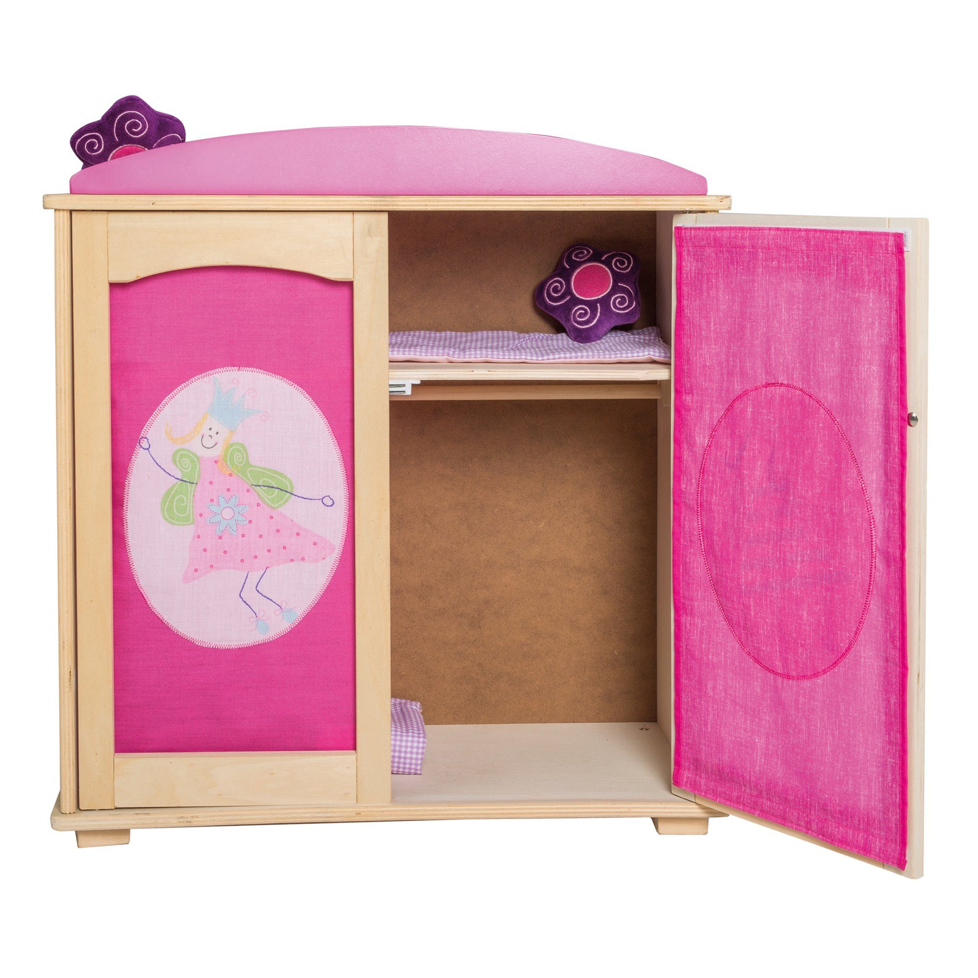 roba® Puppenkleiderschrank Holz natur, Möbel zum Verstauen von Puppenzubehö günstig online kaufen