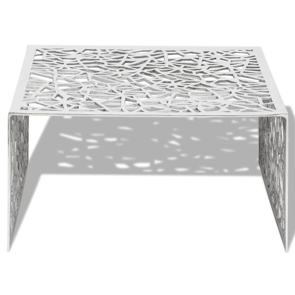 vidaXL Couchtisch Couchtisch Silbern Geometrisches Lochmuster Aluminium (1-St)