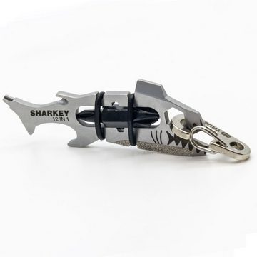 True Utility Multitool Sharkey 12-in-1 Mini Multi Tool, Taschen Messer Schlüsselanhänger