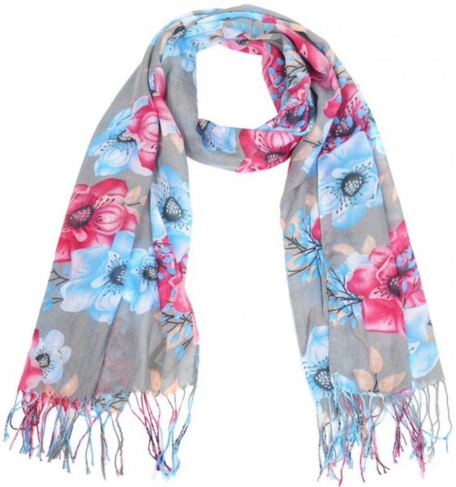 Goodman Design Modeschal Scarf Flowers Tassels Damen Fransen Schal, angenehmer Tragekomfort