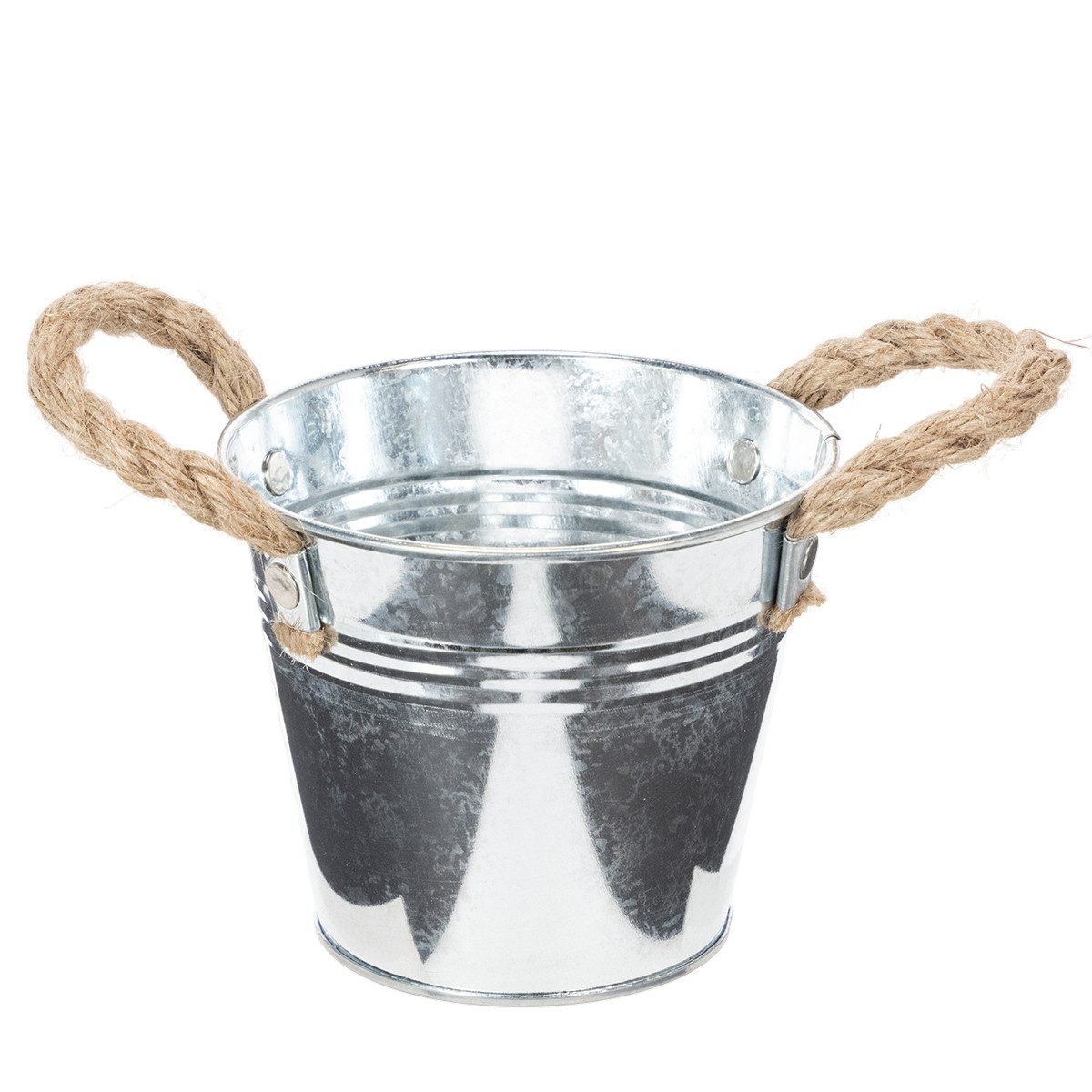 Viana Übertopf Shabby Chic Metallgefäß mit Seilgriffen für vielseitige