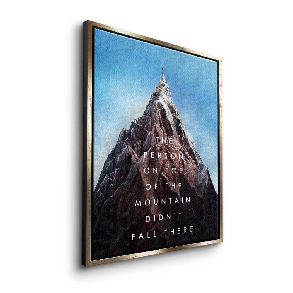 goldener Leinwandbild Berg Erfolgs des Bür Rahmen - Berg - Motivation - Premium DOTCOMCANVAS® - Mindset Erfolgs, des Leinwandbild