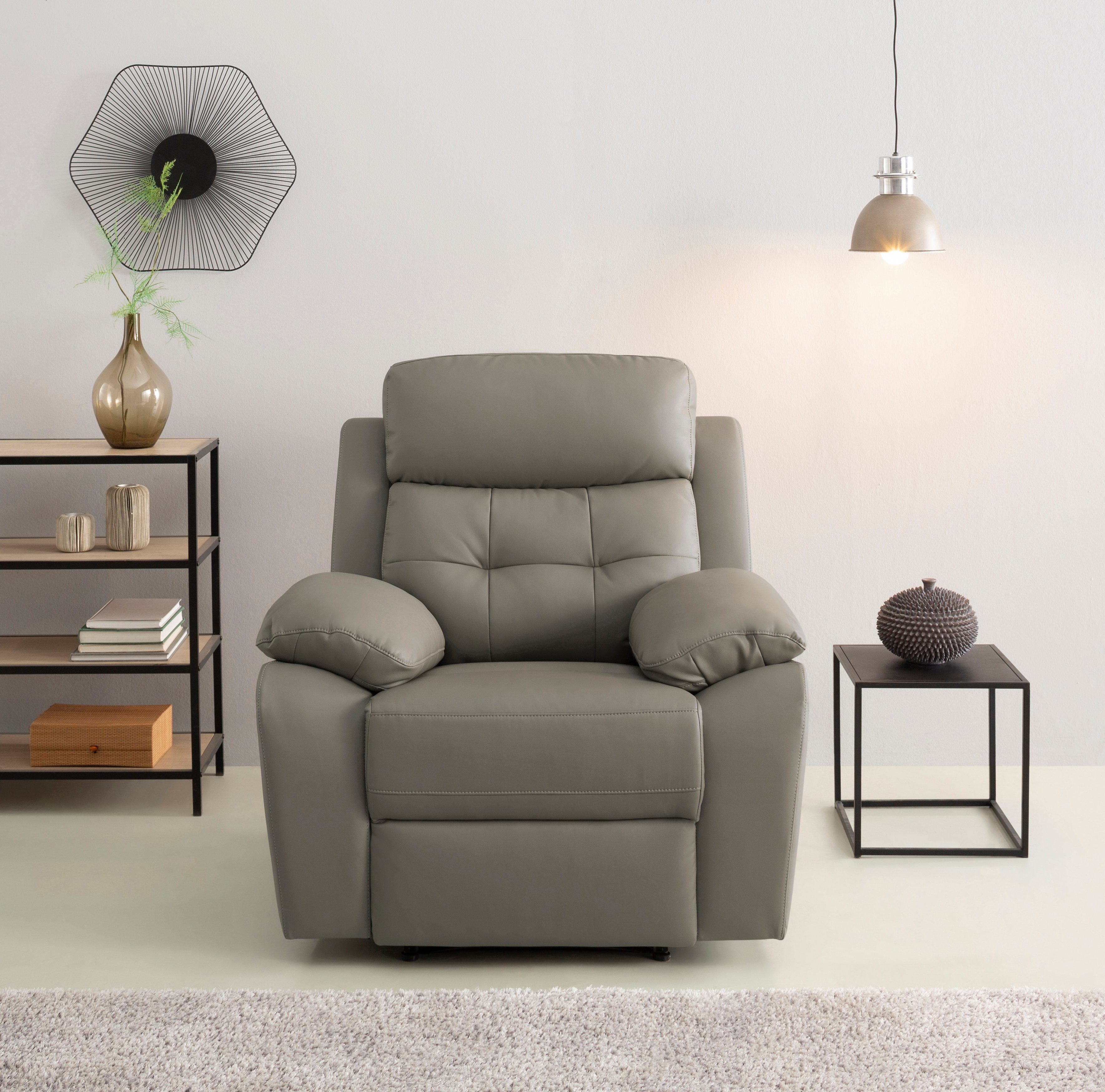 Home affaire Relaxsessel Lannilis mit Liegefunktion, Fernsehsessel, mit manueller und elektrischer Relaxfunktion, hellgrau