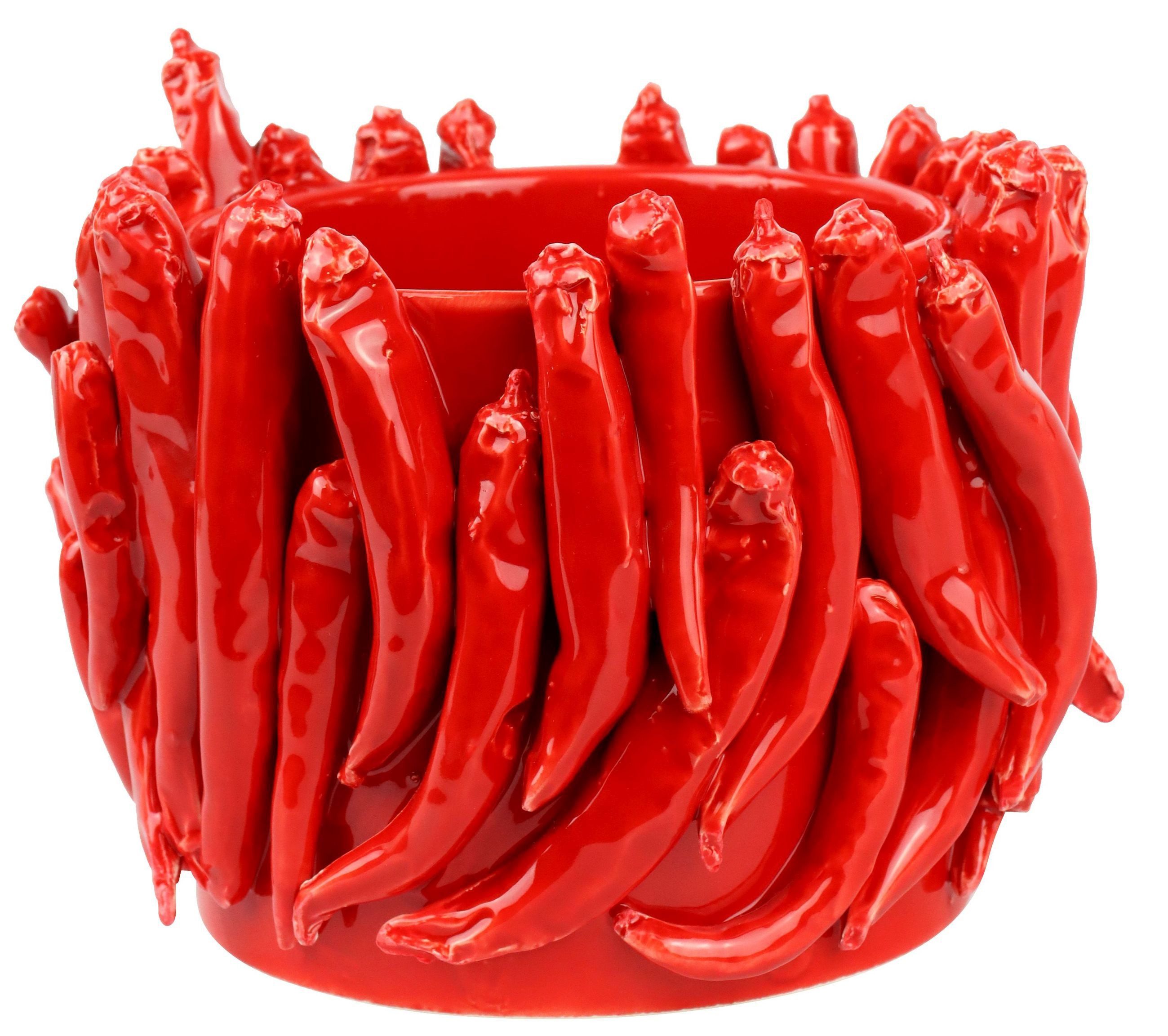 FURNARO Übertopf, mit Chili-Relief, handgefertigt aus Keramik ca. 17,5cm