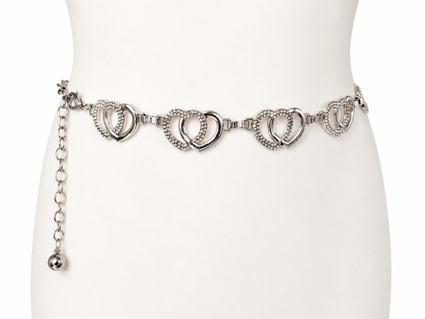 Cassandra Accessoires Kettengürtel Damen Taillenkette Hüftkette Silber - mit funkelnden Straßsteinen
