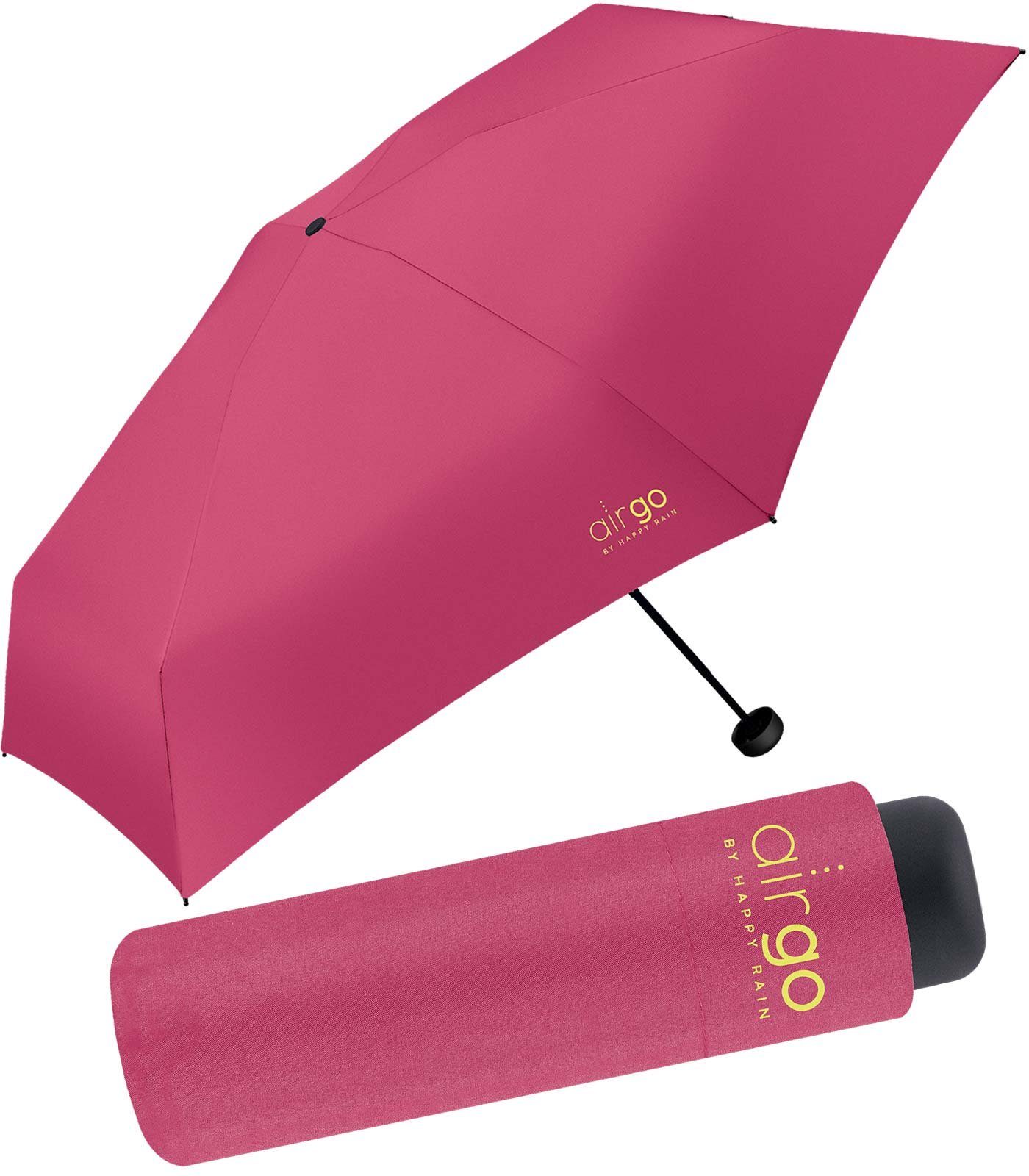 HAPPY RAIN Taschenregenschirm Handtasche 137 und Reisegepäck superleicht, die Supermini-Schirm pink Gramm für Go Air das perfekt 