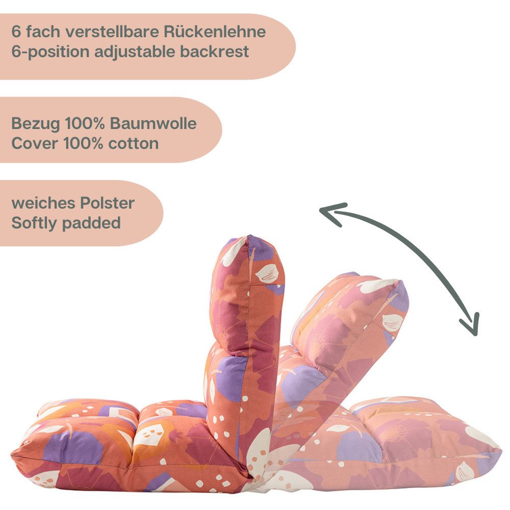 howa Kindersessel colorful red, 2 in 1 Kindersessel - Kinderliege, Bodensessel mit Liegefunktion