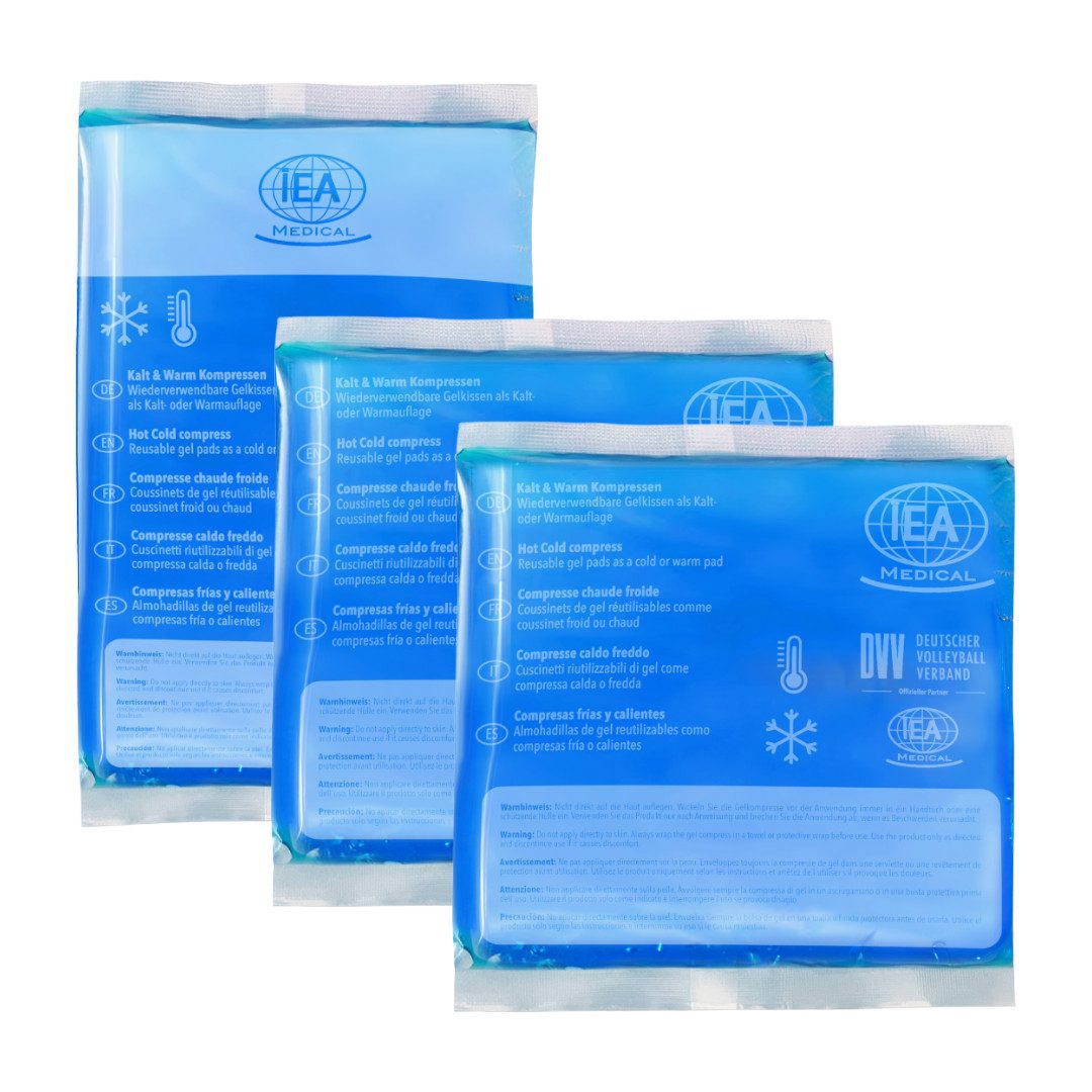 IEA Medical Kalt-Warm-Kompresse Kalt-Warm Gelkompresse – wiederverwendbar, für Gefrierfach/Mikrowelle, Mischset 3-tlg., Mischset, Gel-Kühlpad, Kühlpack: Kalt/Warm für Alltag & Verletzungen