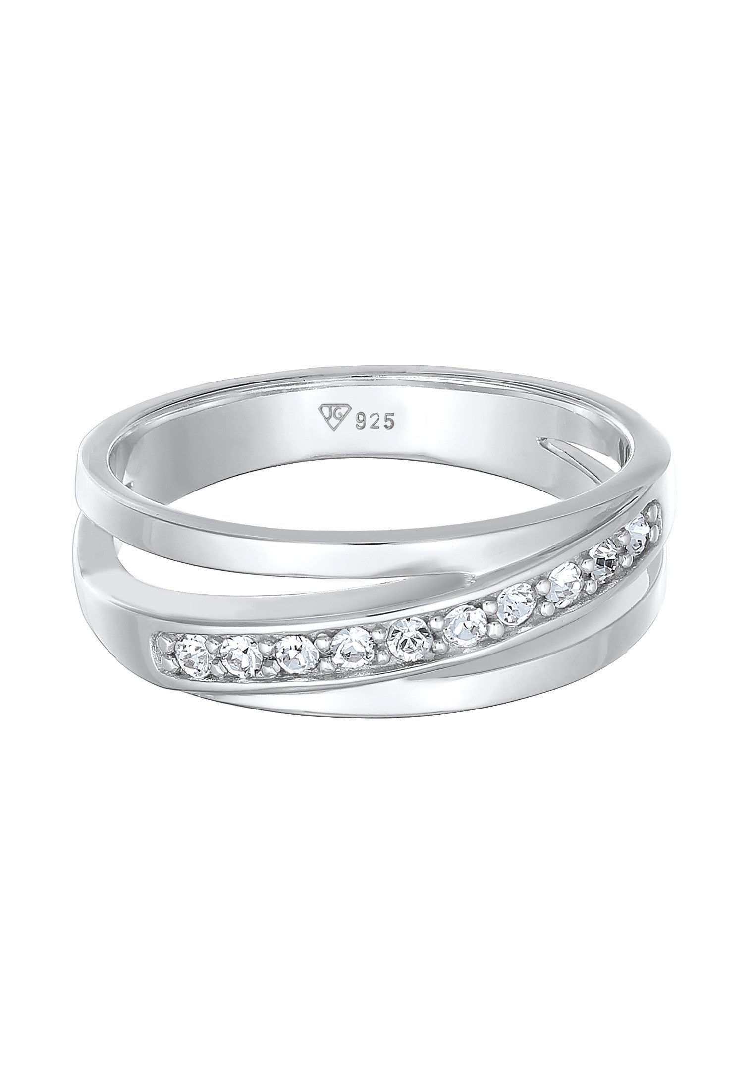Elli Fingerring Bandring Wickelringmit Kristallen von Swarovski® 925 Silber