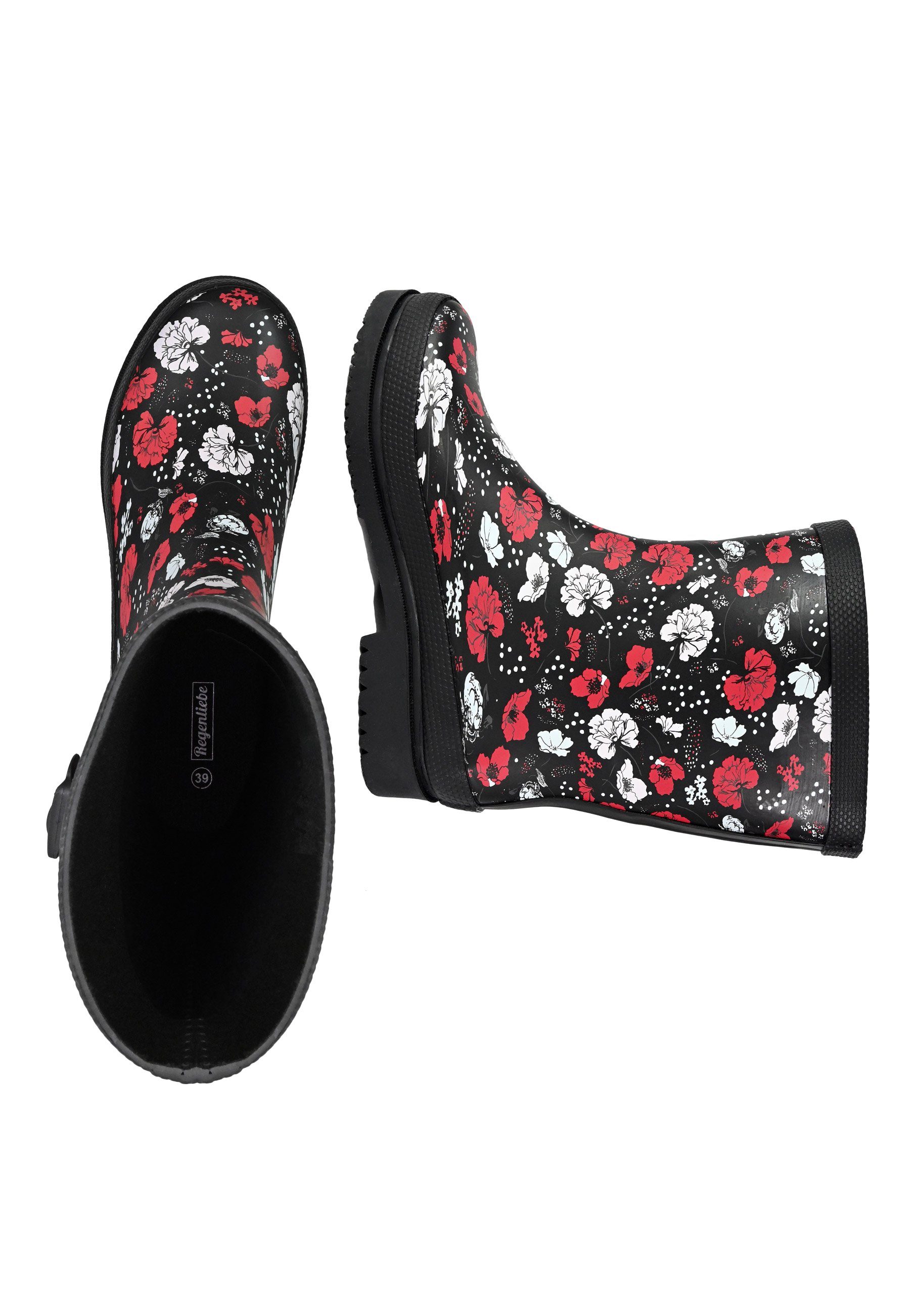Regenliebe Blossom Night Gummistiefel Halbschaft Stiefel mit Blütenmuster