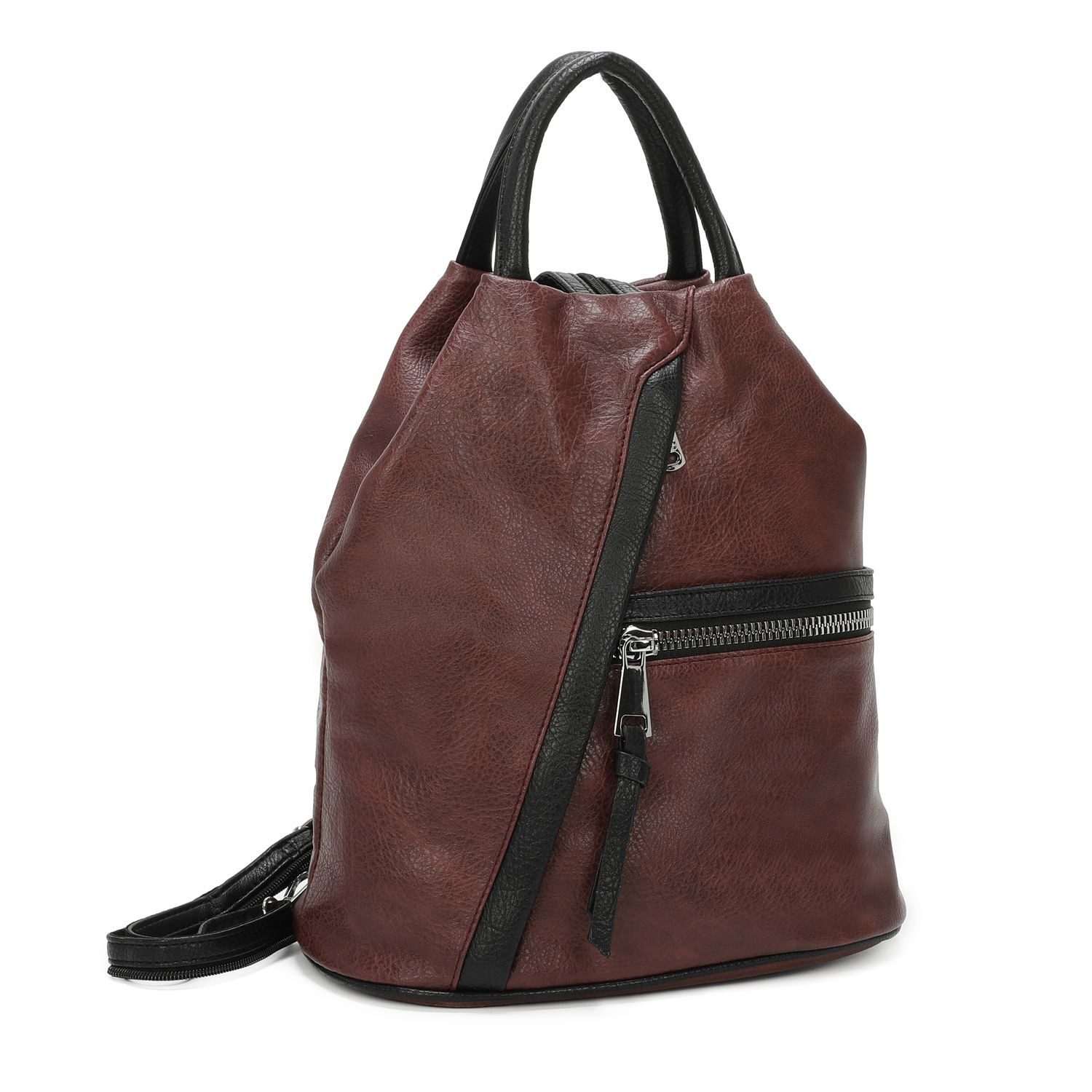 ITALYSHOP24 Rucksack Damen City- TagesRucksack Daypack Backpack Tasche Schultertasche Sport, Handtasche tragbar, Leder Optik viele Farben/Variationen, Schule Reise
