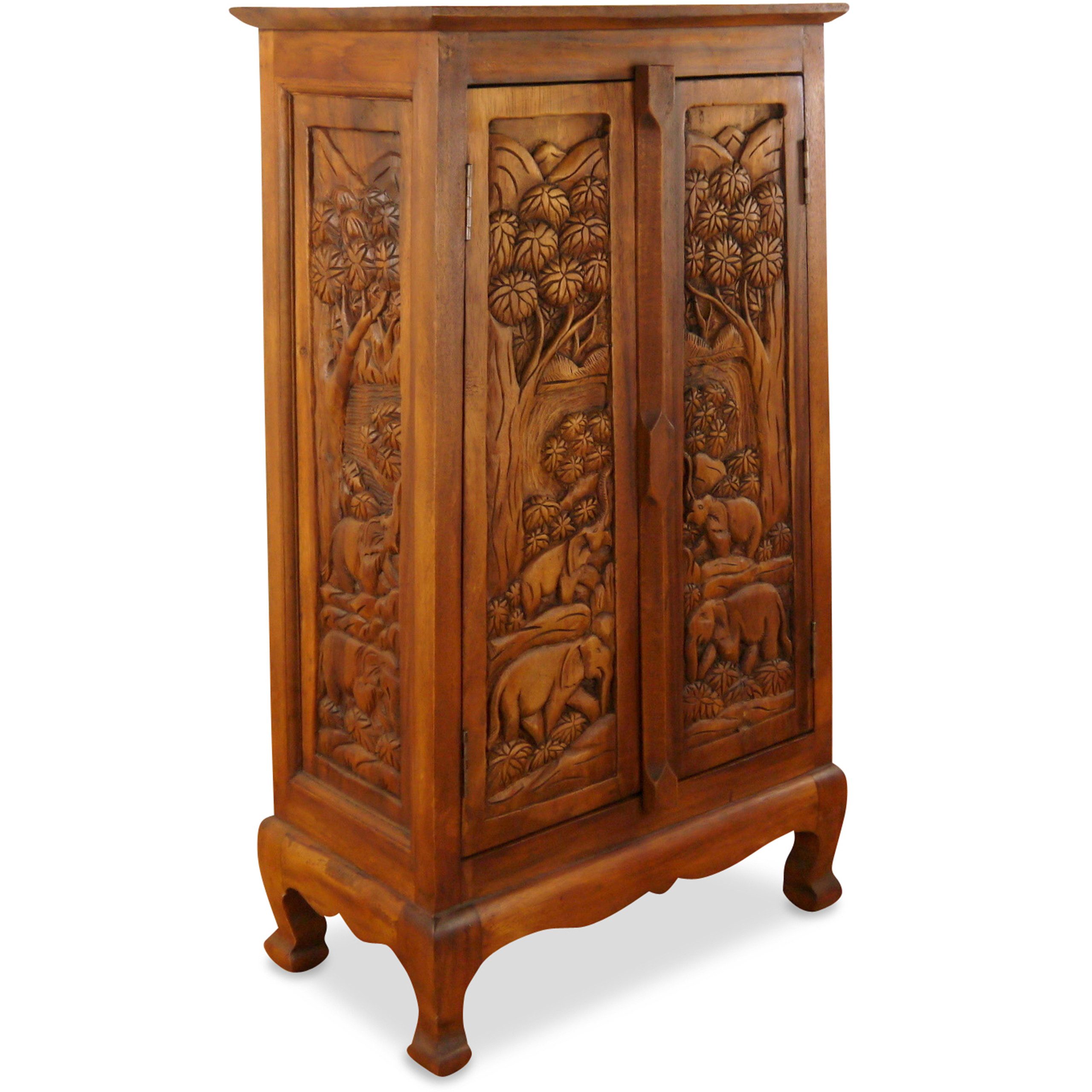 livasia Kommode Asiatische Massivholz Kommode 55x35x100cm mit Elefantenschnitzerei