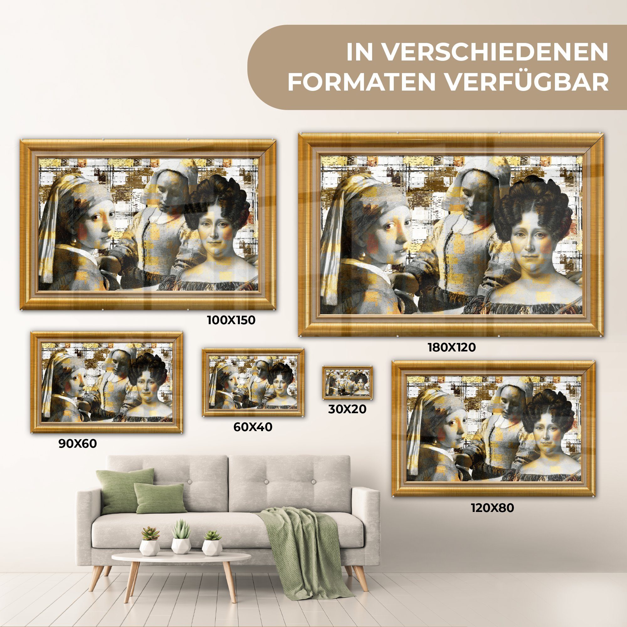 (1 auf - Glasbilder Glas St), Wandbild Glas Rahmen auf Wanddekoration - Kunst - Meister - Foto Alte - - Bilder MuchoWow Acrylglasbild Gold,