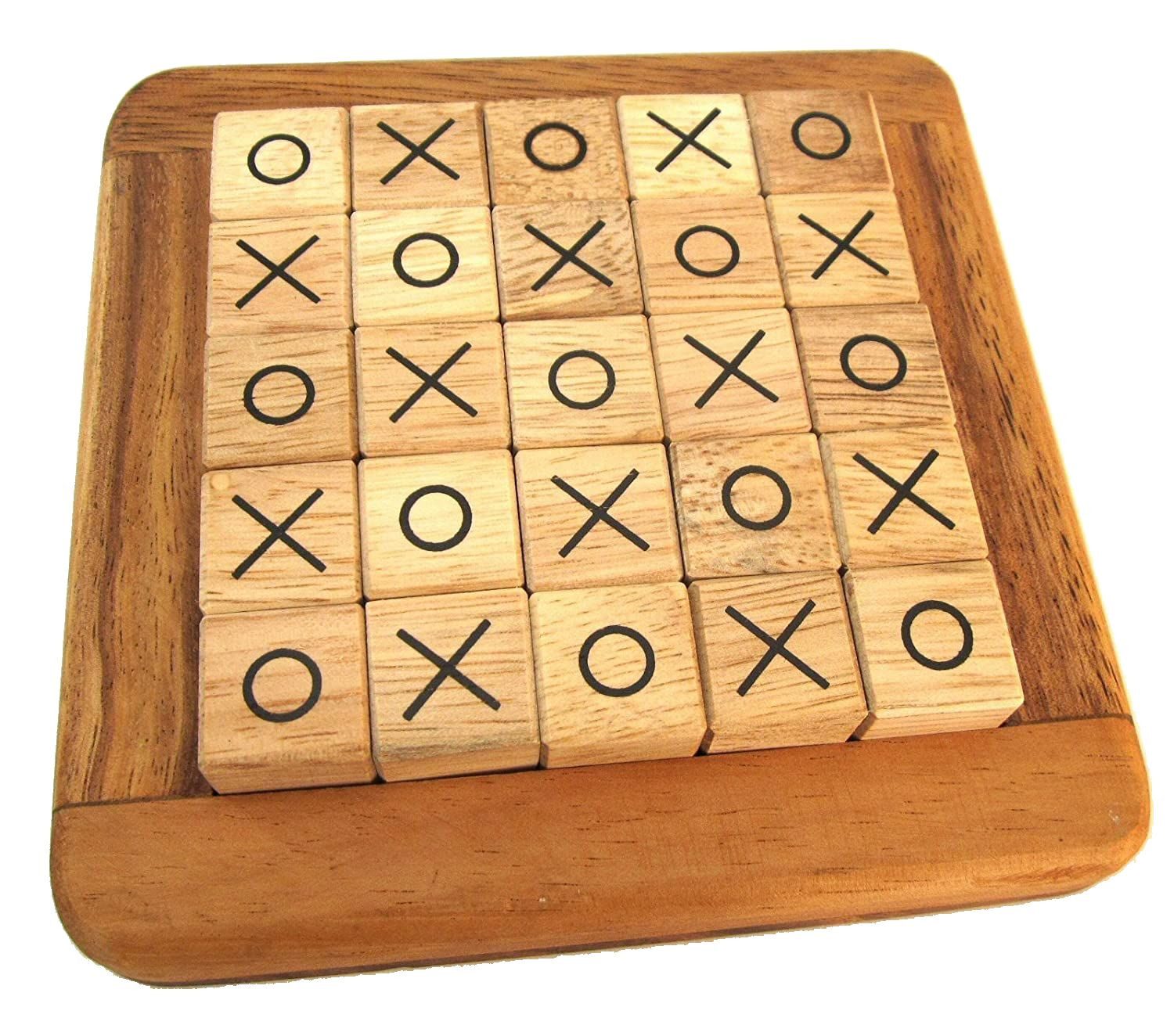 LOGOPLAY Spiel Tic-Tac-Toe, Gesellschaftsspiel, Tic Tac Toe aus Holz Strategiespiel für 2 Spieler mit X/O-Steinen im