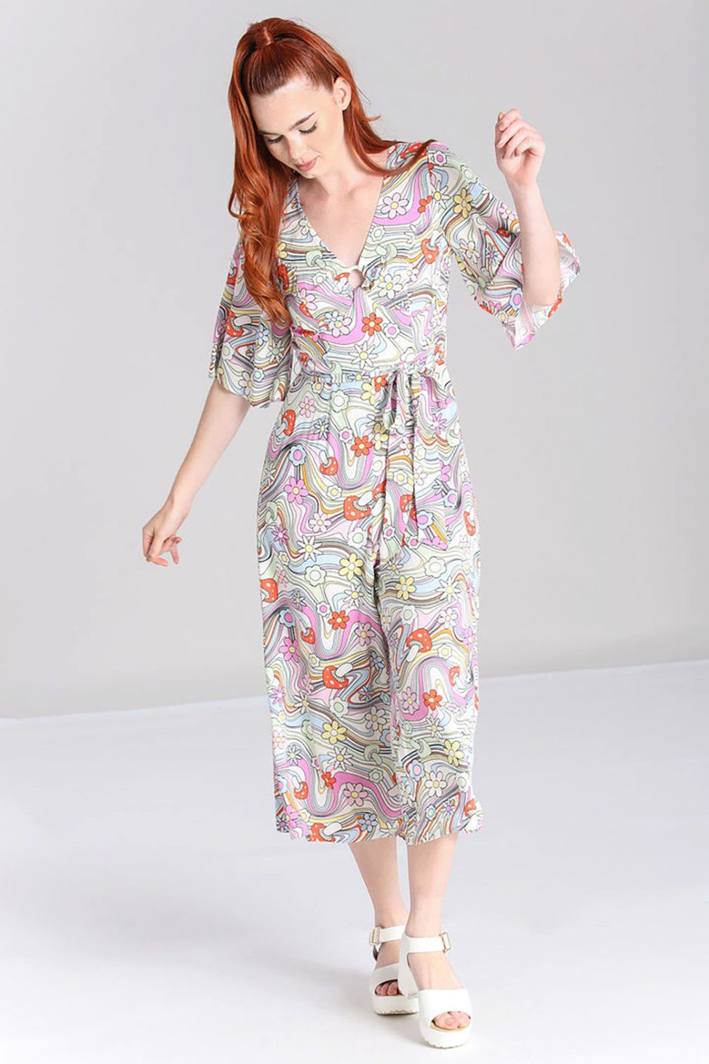 Hell Bunny Jumpsuit Happy daze Retro Vintage 60er 70er Blumen Playsuit Overall – Bild 5 von 5