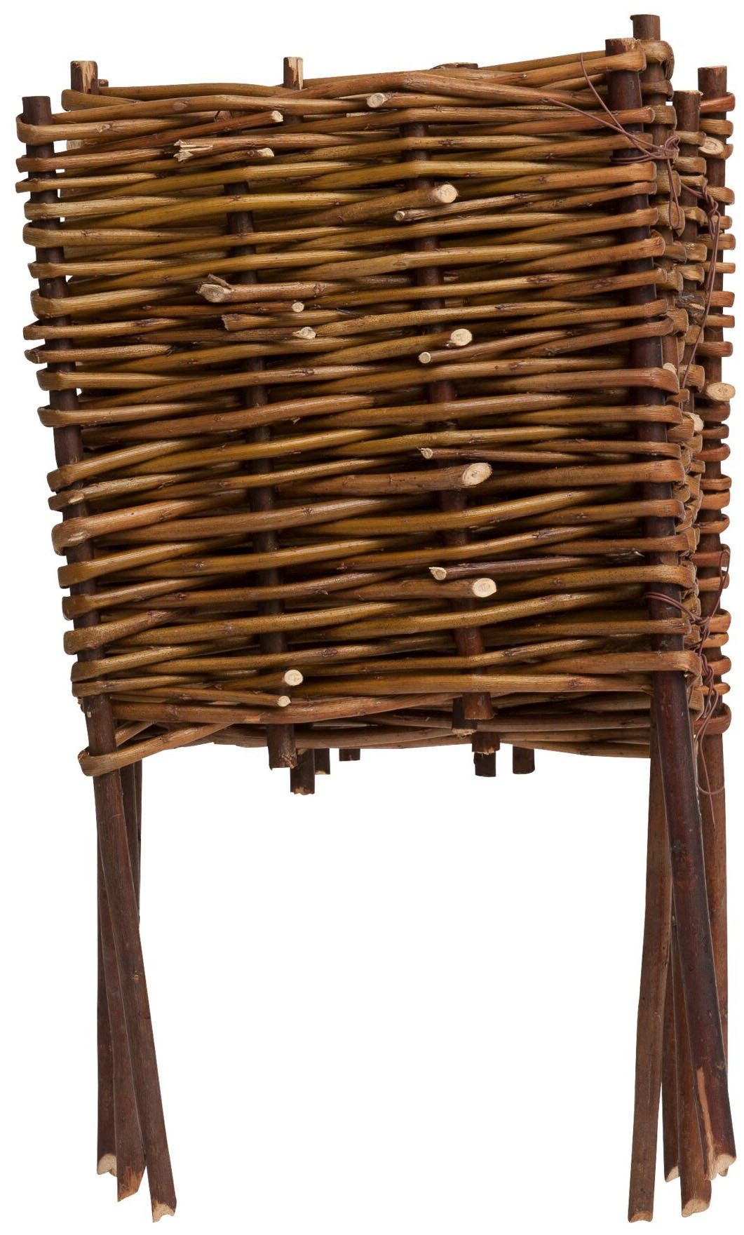 Windhager Beetumrandung aus geflochtener Weide für Blumen- und Gemüsebeete, LxH: 100x36 cm, flexible Beeteinfassung 5-tlg., dekorative Abgrenzung, 100 x 35 cm