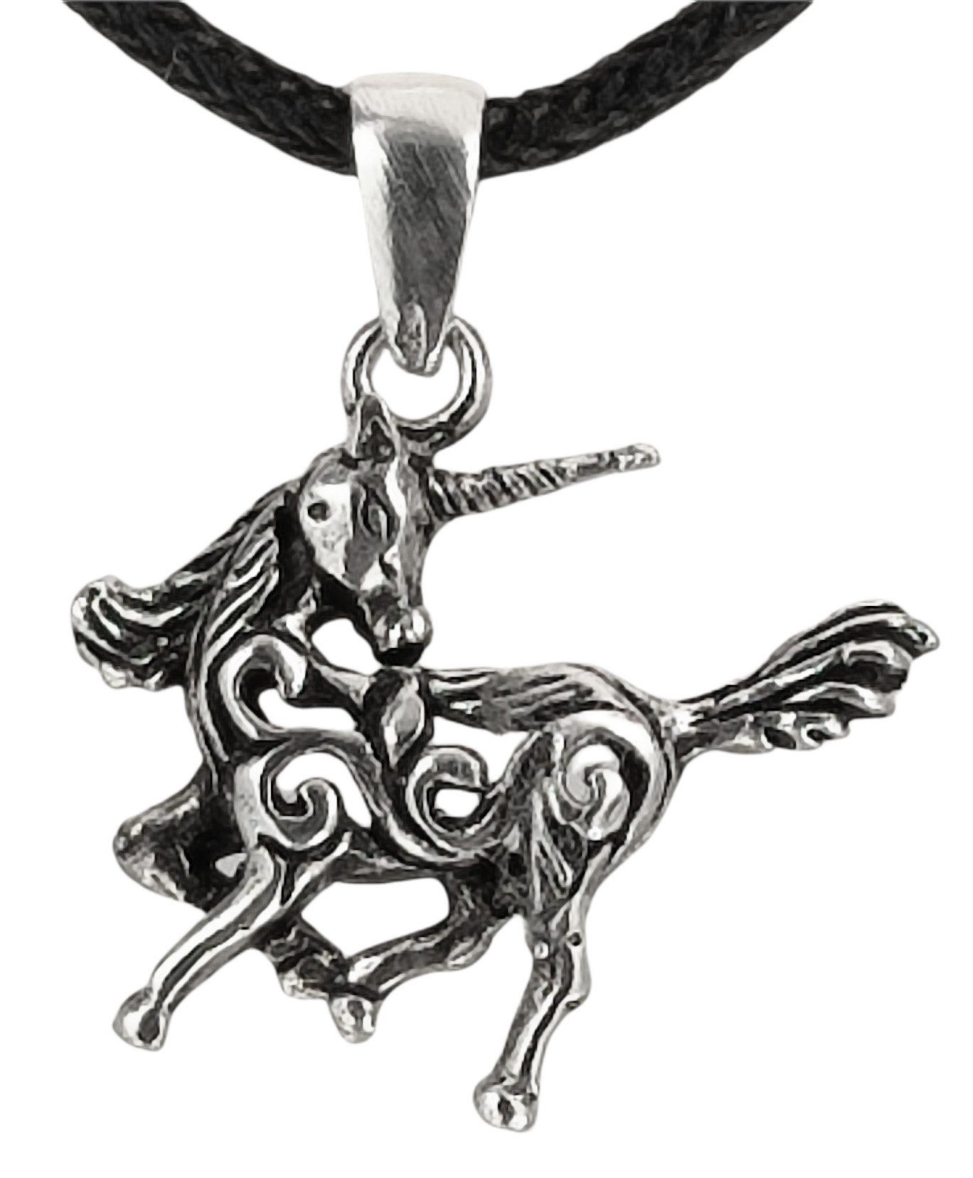 Kiss of Leather Kettenanhänger zierlicher Einhorn Unicorn, 925 Silber (Sterlingsilber)