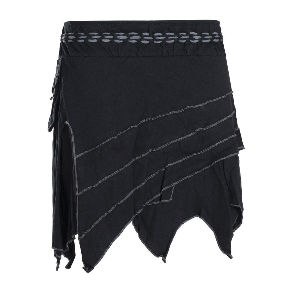 Vishes Zipfelrock Zipfelrock Elfenrock Patchwork Asymmetrisch Tasche Hippie, Ethno, Goa Style