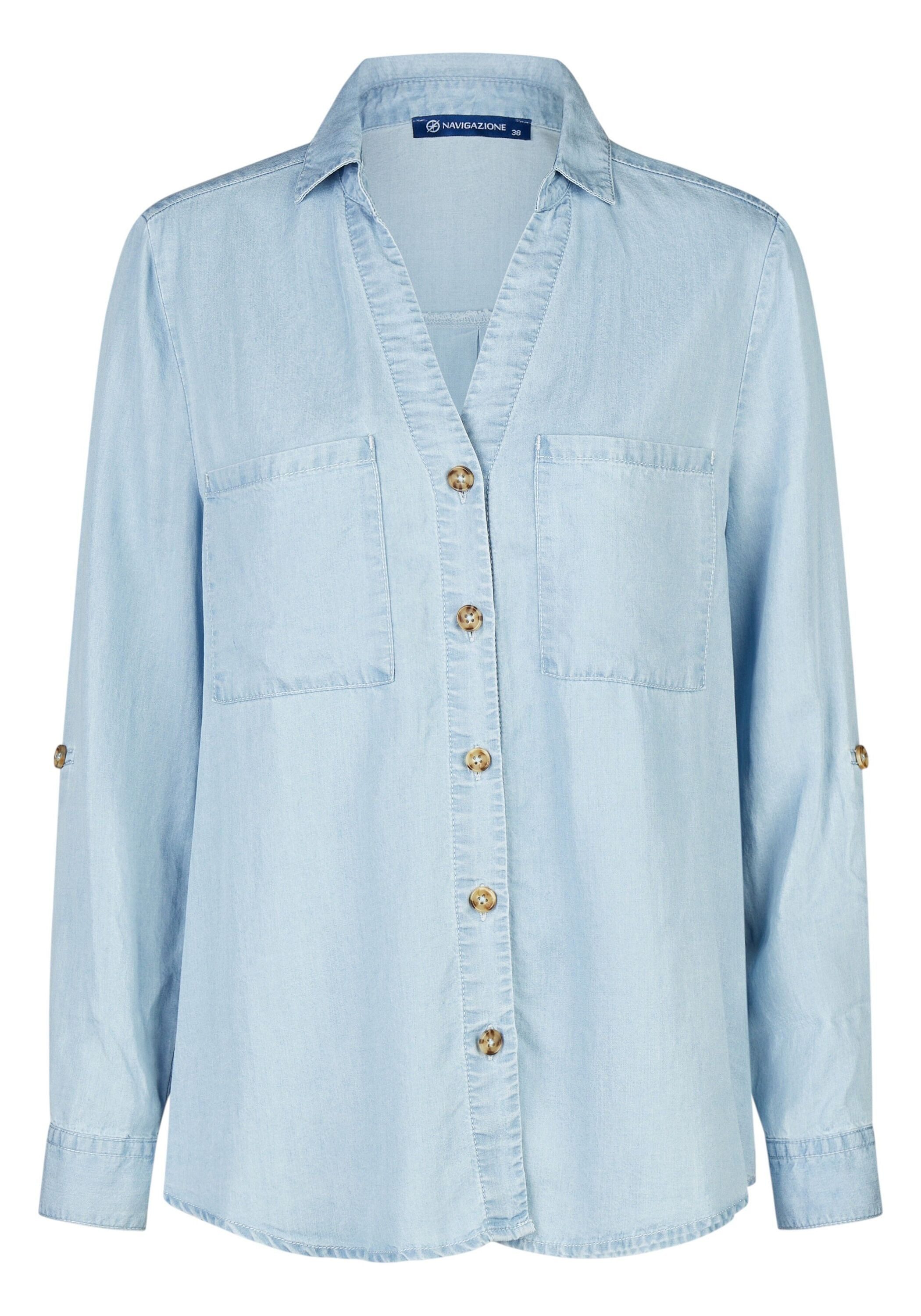 NAVIGAZIONE Langarmbluse leichter Denimstoff