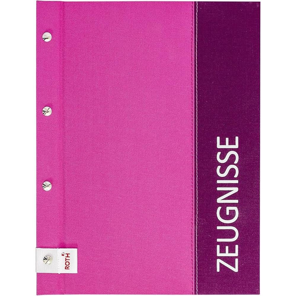 Roth Organisationsmappe Zeugnismappe A4 Pink 12 Einlagen Schulbedarf Dokumentenmappe, Metallic-Einband, Buchschrauben, erweiterbar, 12 Einlagen, Pink