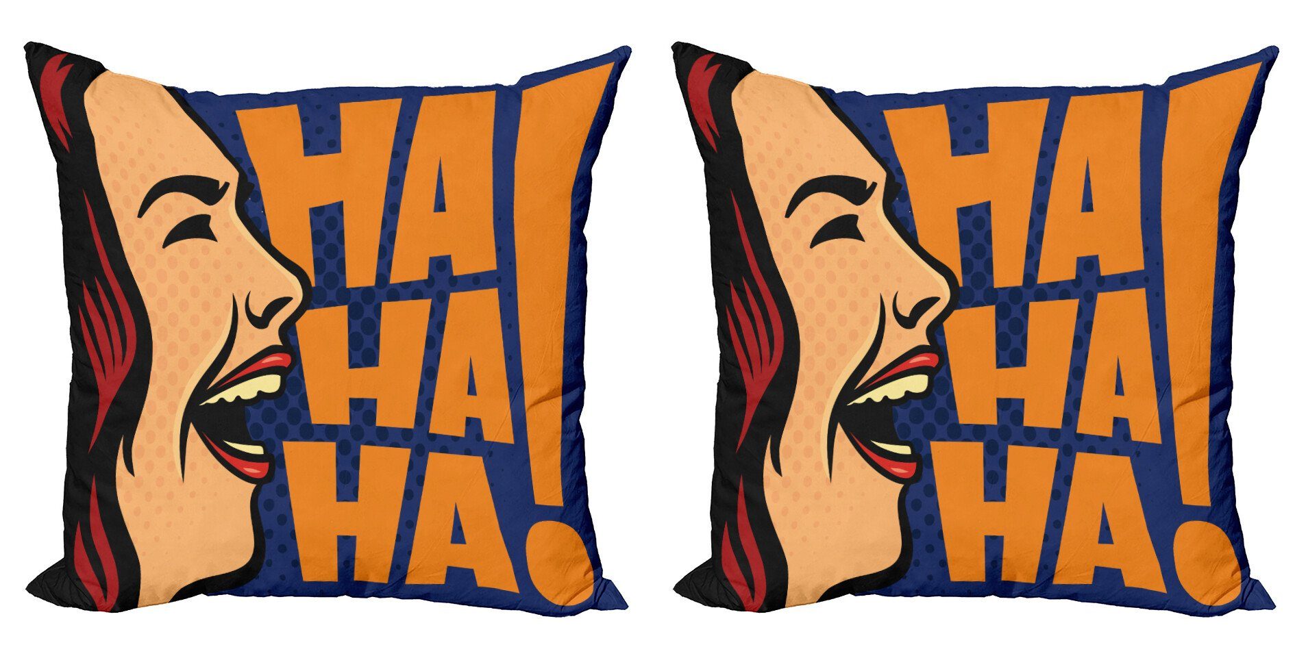 Modern (2 Accent Doppelseitiger Scherz Abakuhaus Digitaldruck, Stück), Kissenbezüge Karikatur-Art-Frauen-Lachen