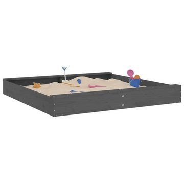 vidaXL Sandkasten Sandkasten mit Sitzen Grau Quadratisch Massivholz Kiefer