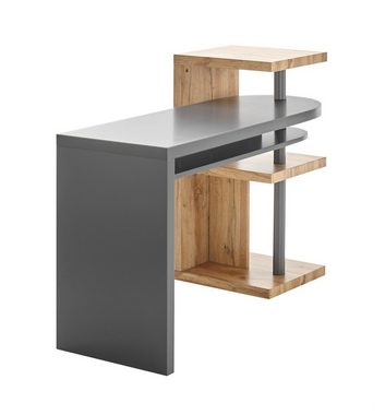 MCA furniture Regal-Schreibtisch Moura (Laptoptisch mit schwenkbarer Tischplatte und Regal, grau und Eiche), Tischplatte lackiert