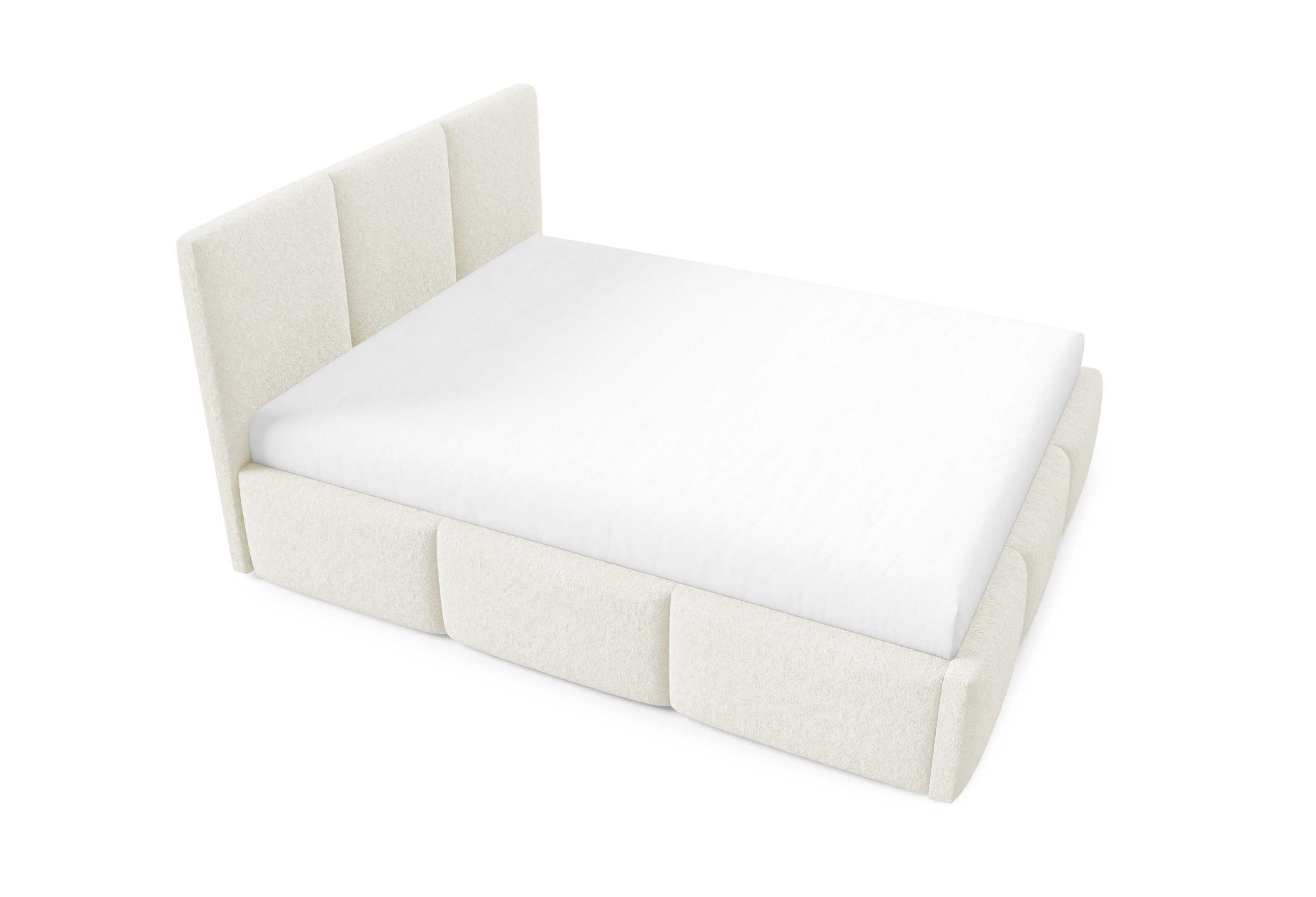 Home Collective Polsterbett Bett mit Stauraum Doppelbett Bettgestell mit Lattenrost (Größen: 140x200, 160x200, 180x200), weich gepolstert modernes Design Creme – Bild 5 von 5