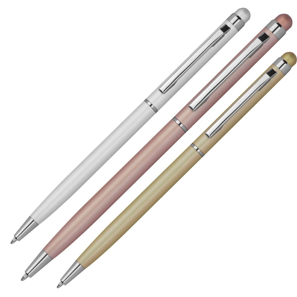Easy Gifts Kugelschreiber 3x Touchpen Kugelschreiber / schlankes design / 3 Farben